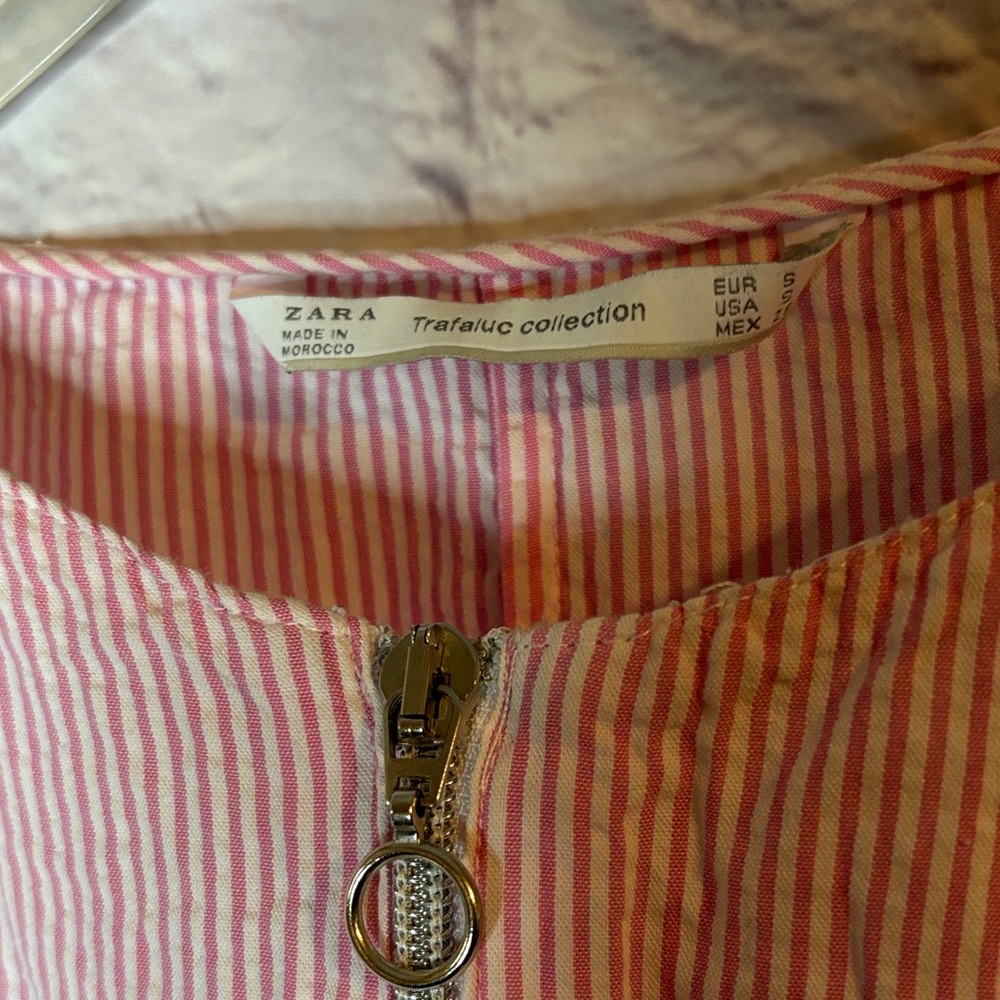 🔵ZARA Pink & White Striped 100% COTTON Dolman Sleeve Top - Picture 2 of 10